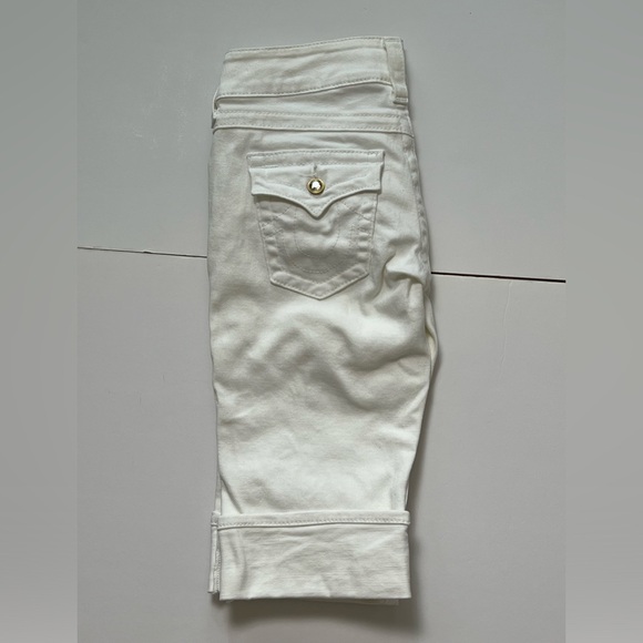 EUC True Religion Disco Sophie Cuffed Capri Jean Rhinestone Button  SZ-26 - Picture 2 of 12